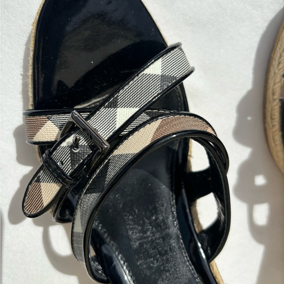 Burberry Nova Check Strappy Espadrille Wedge Slip On Sandals - Picture 6 of 14